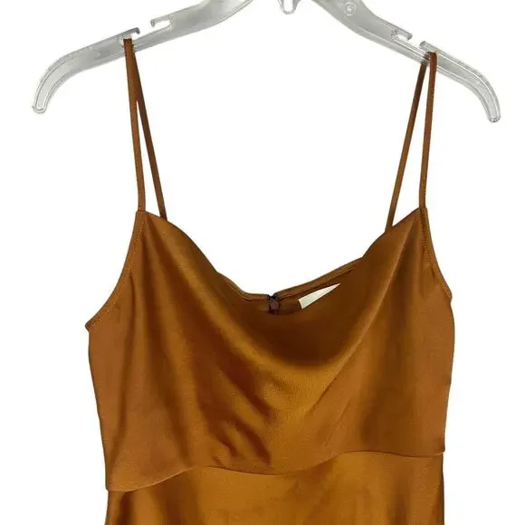 BHLDN Sachin & Babi Cali Golden Rod Cowl Neck Sleeveless Satin Slip Midi Dress 8 - Picture 5 of 8